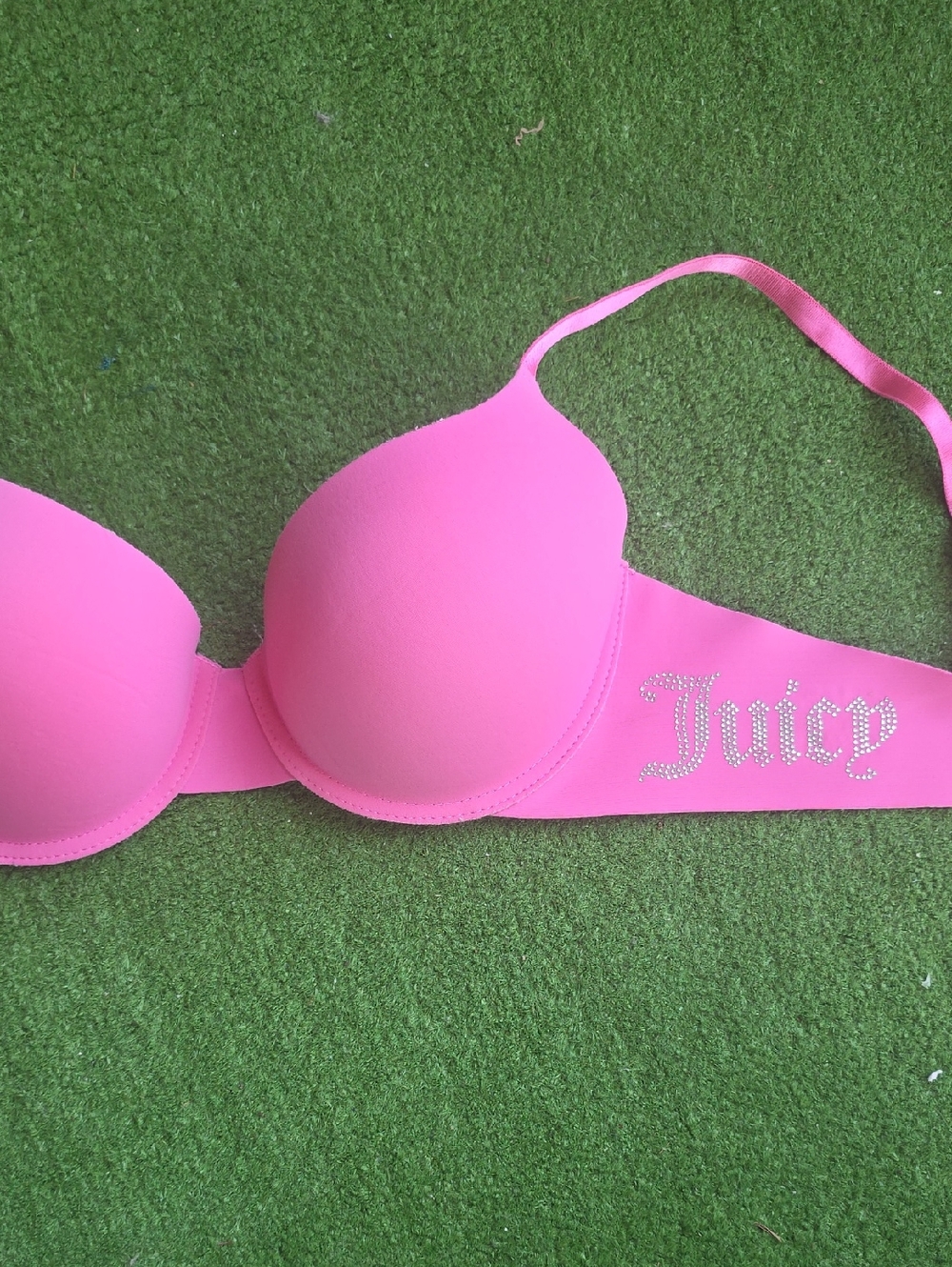 Juicy Couture Pink Push Up Bra Rhinestones Size 38C